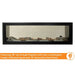 Image of Empire Boulevard Vent-Free Linear Gas Fireplace, see-through fireplace with clear crushed glass media, driftwood log set, and 0.75 decorative front frame