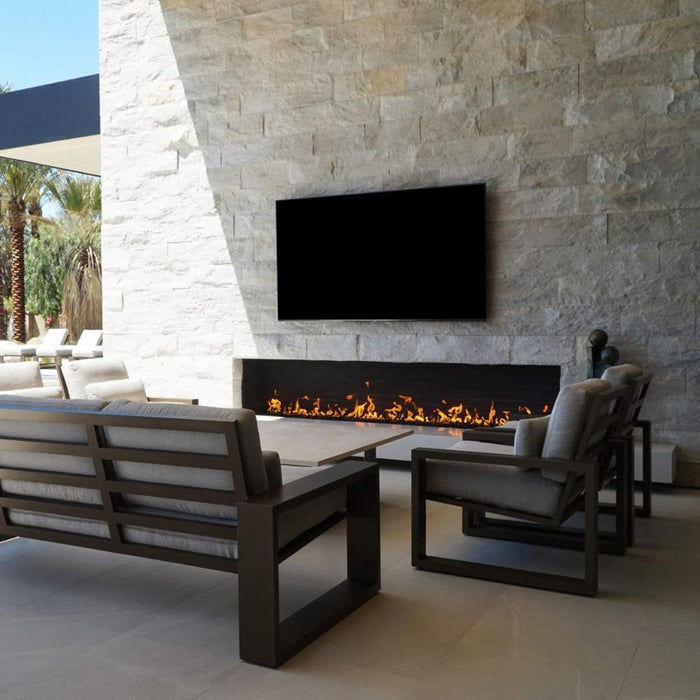 Isokern Magnum+ Outdoor Fireplace Installed in Al fresco Seating Area