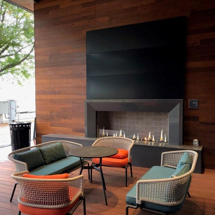 Isokern Magnum+ Outdoor Fireplace Installed in Outdoor Living Room
