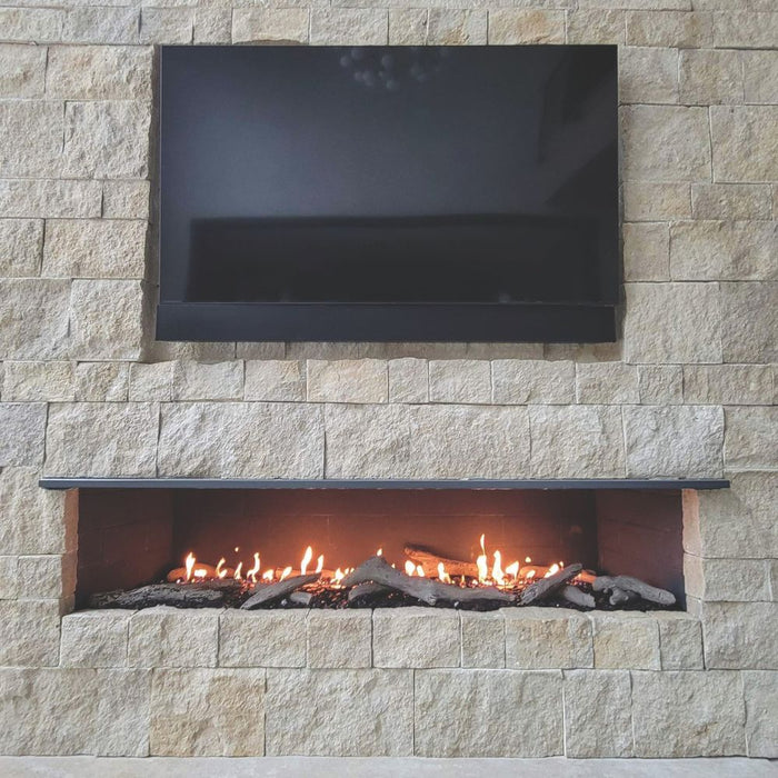Isokern Maximus Linear Fireplace Installed in Customized Brick Wall