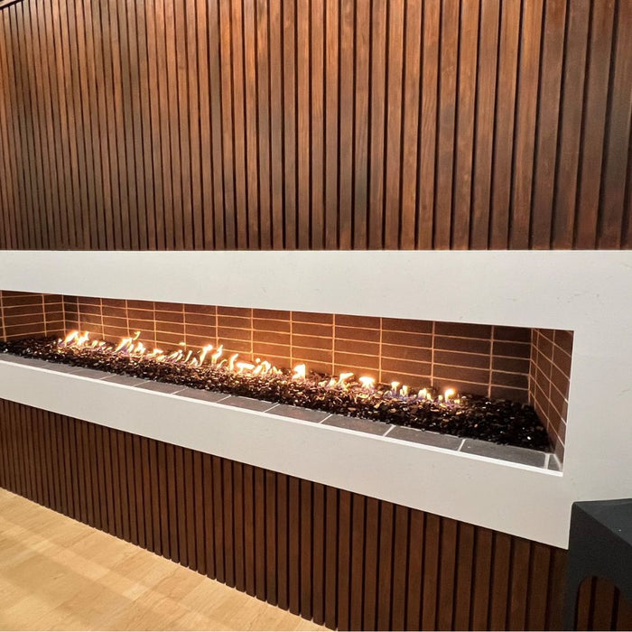 Isokern Maximus Linear Fireplace  Installed in Customized Wall