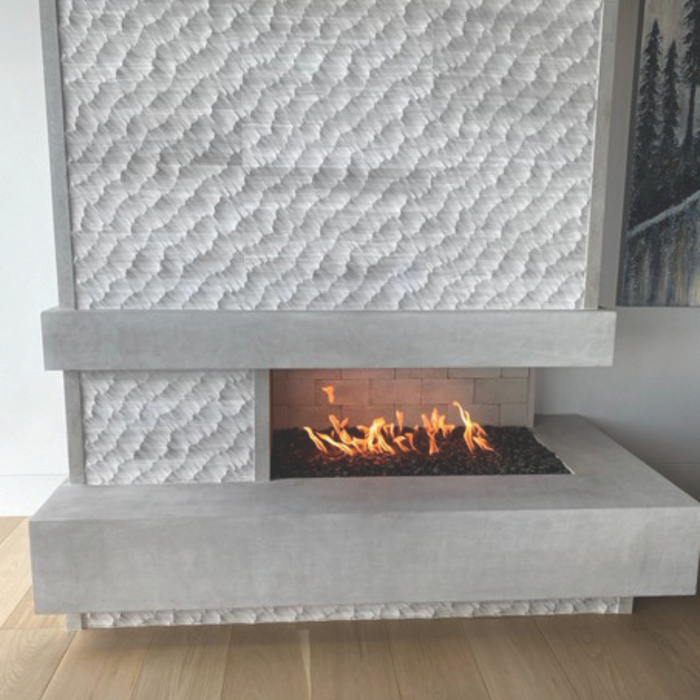 Isokern Xcelux Firebox Integrated into a Custom Wall in Living Room