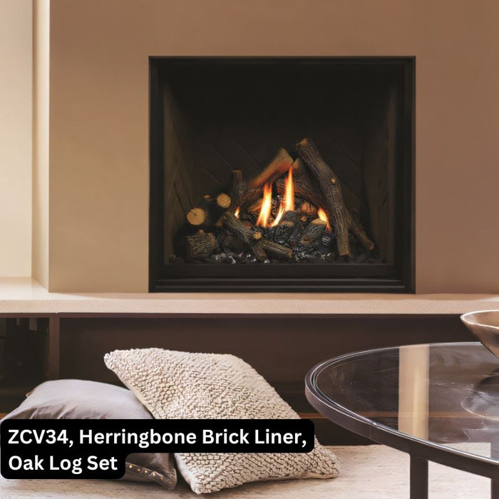 Kingsman ZCV34, Herringbone Brick Liner, Oak Log Set