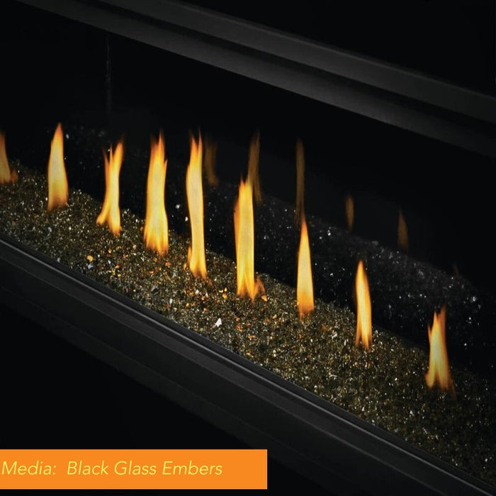 LV38N-1  Napoleon Vector Linear Fire Place Detail Media Black Glass Embers