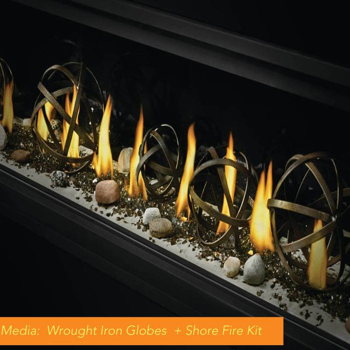 LV38N-1  Napoleon Vector Linear Fire Place Detail Media Wrought Iron Globes & Shore Fire Kit V1