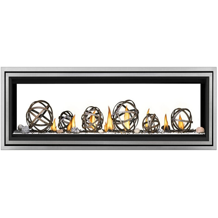 LV50N2-2 Wrought Iron Globes Shore Fire Kit Stainless Steel Trim (1") with Premium Stainless Steel Safety Barrier