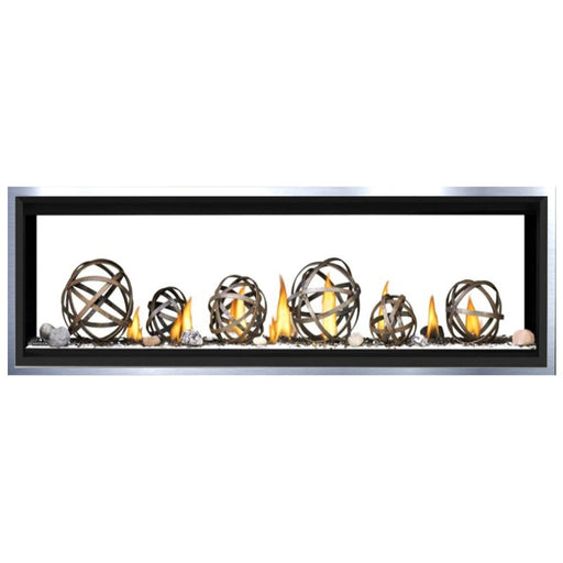 LV62N2 Vector Wrought Iron Globes Shore Fire Kit Stainless Steel Trim (1) with Premium Stainless Steel Safety Barrier