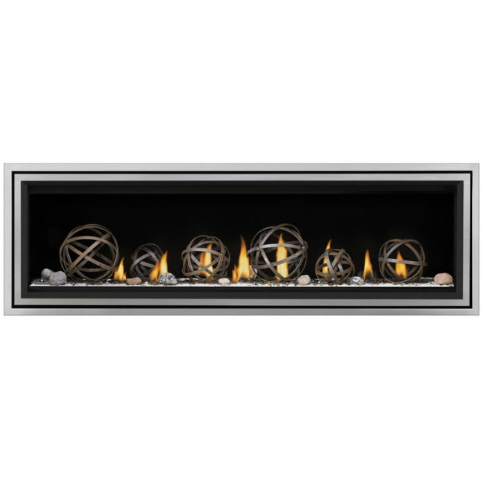 LV62N Vector Wrought Iron Globes Shore Fire Kit with Premium Black Safety Barrier plus Premuim Stainless Trim (1 inch)