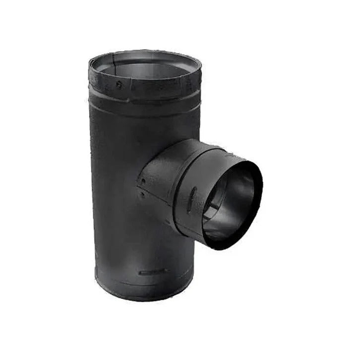 Majestic PelletVent Pro 3" - 4" Black Increaser Adapter Tee With Clean-Out Tee Cap