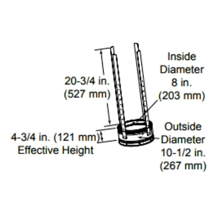 Majestic 6 Flue Support Section for SL300 Series Wood Burning Pipe | SL3