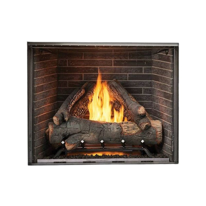 Majestic Courtyard 36" Outdoor Vent Free Gas Fireplace Standard Definition Logs with Traditional Brick - Brown Stainless Steel Grate and Lava Rock 