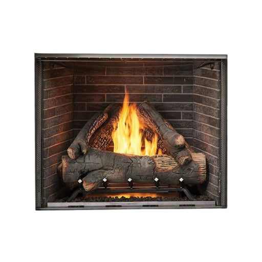 Majestic Courtyard 42" Outdoor Vent Free Gas Fireplace Standard Definition Logs with Traditional Brick - Brown Stainless Steel Grate and Lava Rock