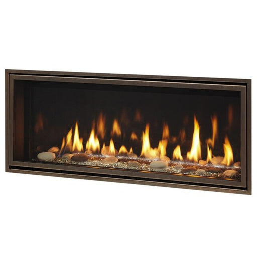 Majestic Echelon II 36 Linear Direct Vent Gas Fireplace  ECHEL36IN Natural Stone Yellow Flame Full Scaled 