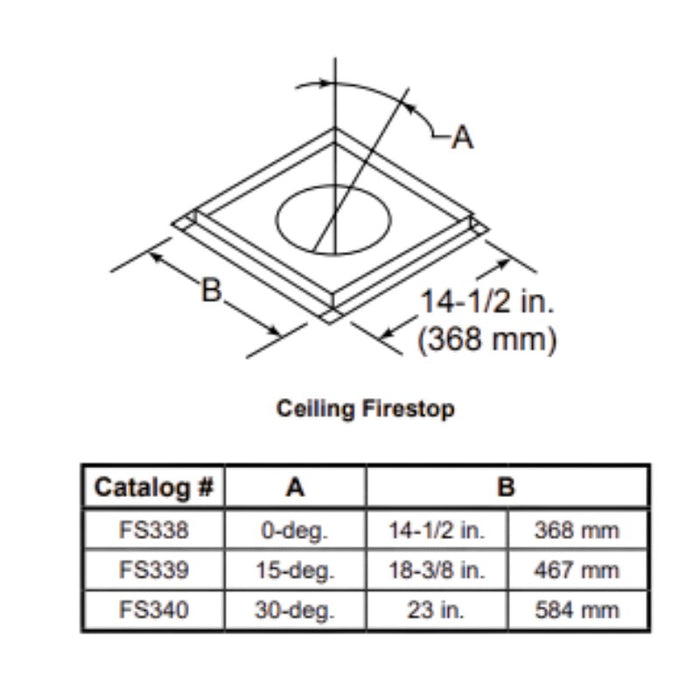 Majestic Firestop for Straight Up Flue for SL300 Series Wood Burning Pipe | FS339