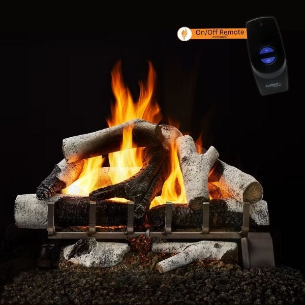 Majestic 2-Tier Grand Birch Outdoor Vented Gas Log Set with Included On and Off Remote Control
