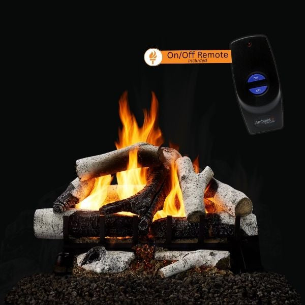 Majestic 2-Tier Grand Birch Vented Gas Log Set with Included On and Off Remote Control