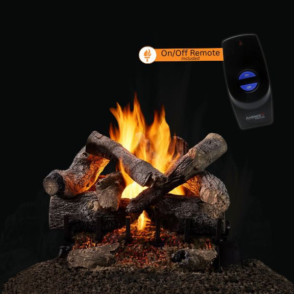 Majestic 2-Tier Grand Oaks Vented Gas Log Set with Included On and Off Remote Control