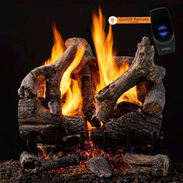 Majestic 3-Tier Grand Oaks Outdoor Vented Gas Log Set with Included On and Off Remote Control