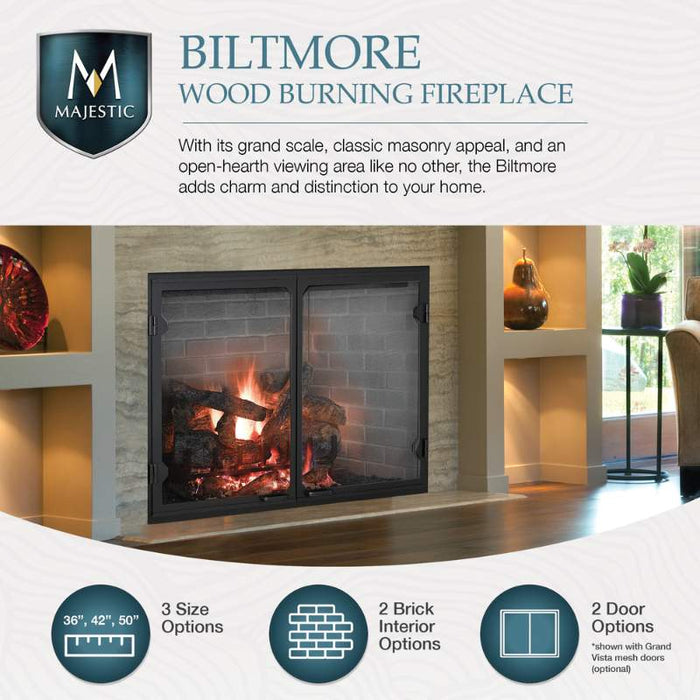 Majestic Biltmore 50" Radiant Wood Burning Fireplace | SB100, SB100HB