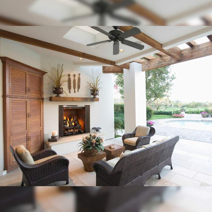 Majestic Castlewood 42" Outdoor Wood Burning Fireplace Placed in Outdoor Lounge Near in PoolSide Area V2
