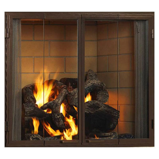 Majestic Castlewood 42" Outdoor Wood Burning Fireplace with Premium Bi-Fold Glass Doors