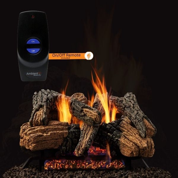 Majestic Duzy 3 Vented Gas Log Set with Included On Off Remote Control