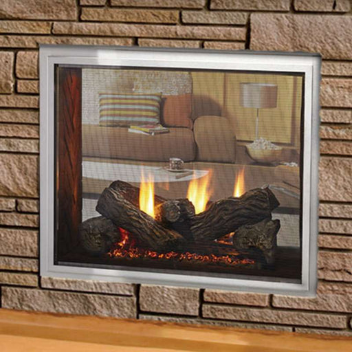 Majestic Fortress 36" Indoor Outdoor See Thru Vent Free Gas with Herringbone Brick