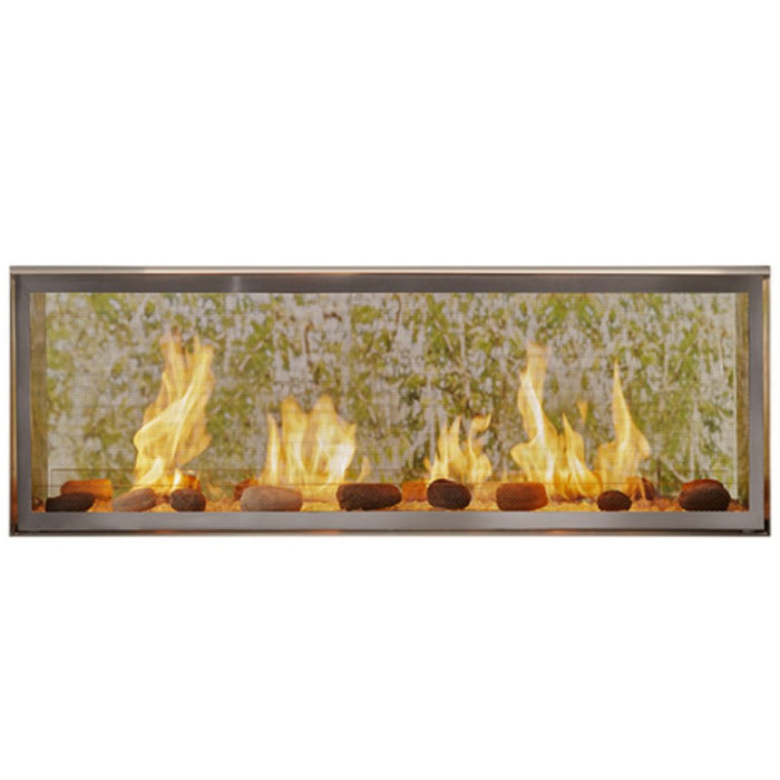 Majestic Lanai 48" Outdoor Linear Vent Free Gas Fireplace with Crystal Crushed Glass Media with Stone Kit
