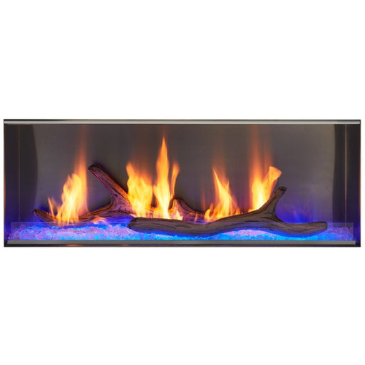 Majestic Lanai 60" Outdoor Linear Vent Free Gas Fireplace with Cobalt Crushed Glass Media with Driftwood Log Set