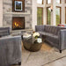 Majestic Marquis II 42-inch Direct Vent Gas Fireplace with Herringbone Brick - Tavern Brown Interior Panel