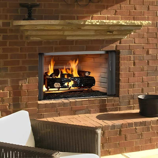Majestic Villawood 36" Outdoor Wood Burning Fireplace Installed Garden Lounge Area