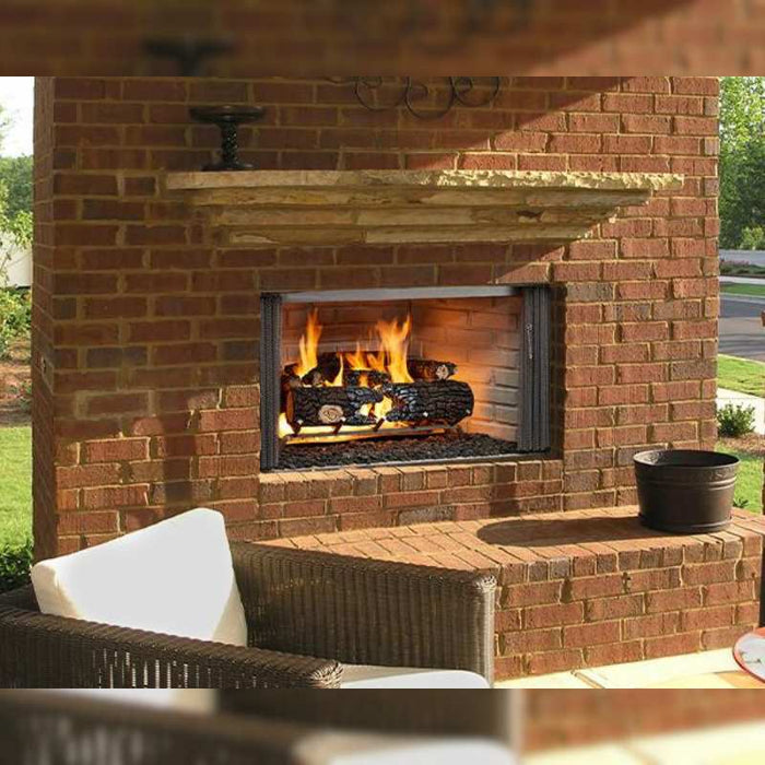 Majestic Villawood 42" Outdoor Wood Burning Fireplace Installed Garden Lounge Area