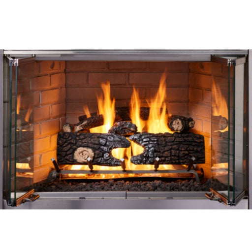 Majestic Villawood 42" Outdoor Wood Burning Fireplace with Stainless Steel Grate, Log Set,  and Lava Rock