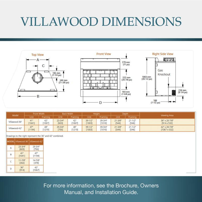 Majestic Villawood Outdoor Wood Burning Fireplace Dimensions