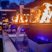 Malibu 4-Way Water Fire & Water Bowl Hammered Copper with Glass Wind Guard place at the Rooftop front building view V3