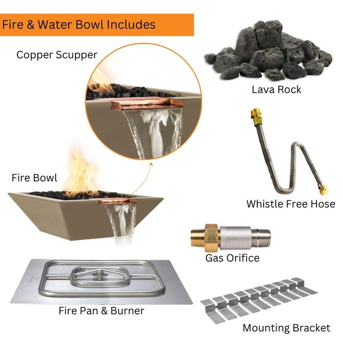 Malibu Fire & Water Bowl - GFRC Concrete Included Items V2