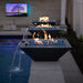 Malibu Fire and Water Bowl GFRC Metallic Slate Installed in a Private Pool with Cerulean Fire Pebbles and a Fire Burner On V2