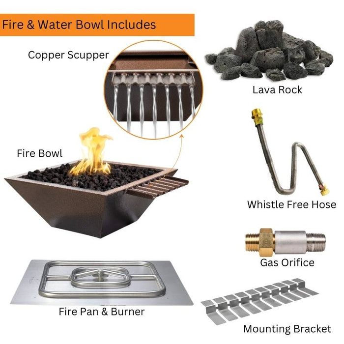 Maya Wave Scupper Fire & Water Bowl - Powder Coated Metal | 30