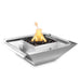 Malibu Wide Gravity Spill Fire & Water Bowl - Stainless Steel with Lava Rock plus Bullet Burner On white background