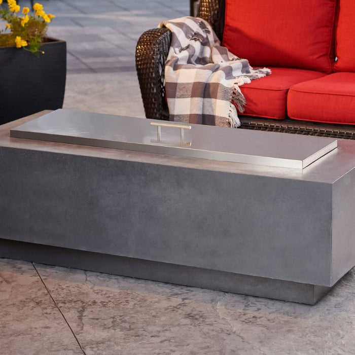 Midnight Mist Cove 54 Linear Gas Fire Pit Table with Clear Tempered Fire Glass Gems and Stainless Steel Burner Cover