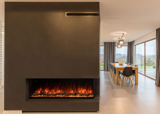 Modern Flames 56 Landscape Pro Multi Linear Electric Fireplace 2-Sided Install Right Corner Dining Room