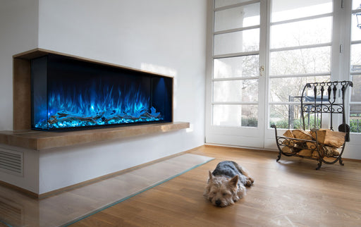 Modern Flames 68 Landscape Pro Multi Linear Electric Fireplace 2-Sided Install Left Corner Bedroom