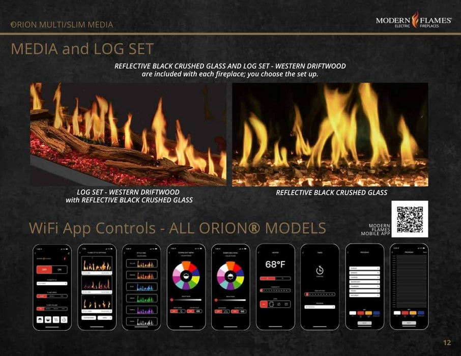  Modern Flames Orion Slim100 Media Options and Wifi App Control