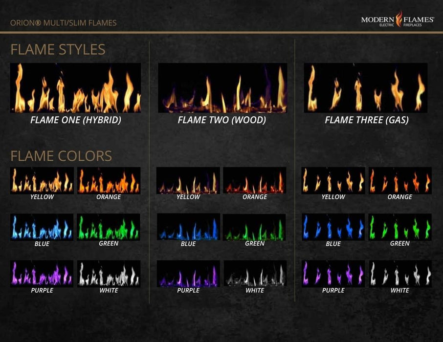 Modern Flames Orion Slim76_ Flame Stylesand Colors