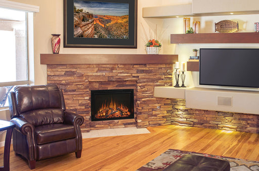 Modern Flames Redstone 36 Traditional Electric Fireplace Insert in existing brick fireplace