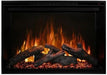 Modern Flames Redstone Built-In Insert Electric Fireplace Face on orange flames logs on - 28e0f685-457e-4f6a-8c7b-4072e0dd7ade