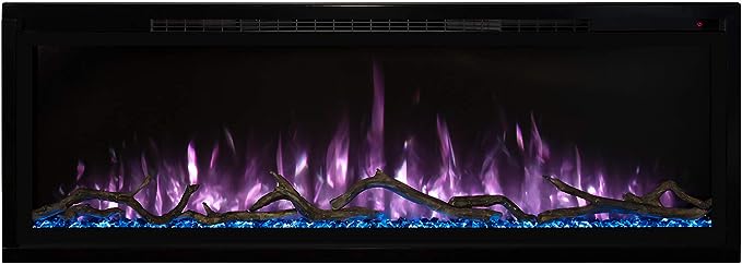 Modern Flames Spectrum Slimline Ultra-Slim Electric Fireplace Face On Purple Flame Blue Embers