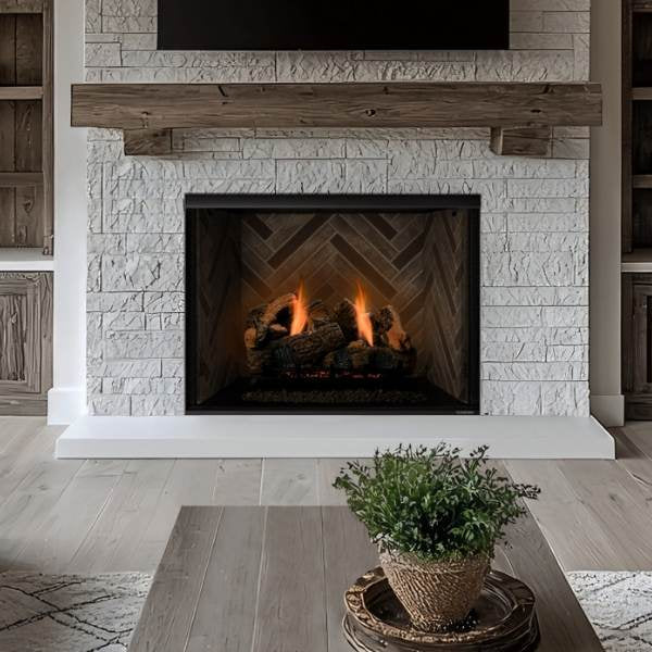 Monessen Berkley Oak Refractory Vent Free Gas Log Set with Natural Blaze Burner 