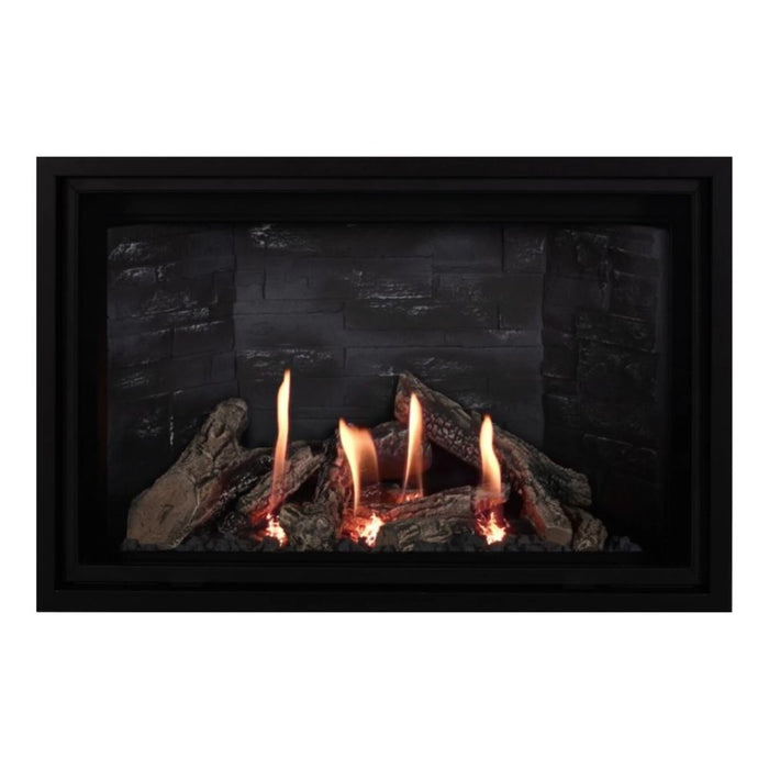 Montigo Delray Square DRSQ34-2 with Split Oak Log Set + Grey Ledgestone Liner