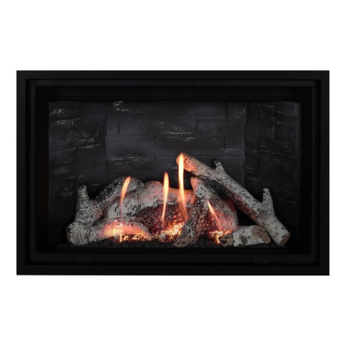 Montigo Delray Square DRSQ34 with Birch Log Set + Grey Ledgestone Liner